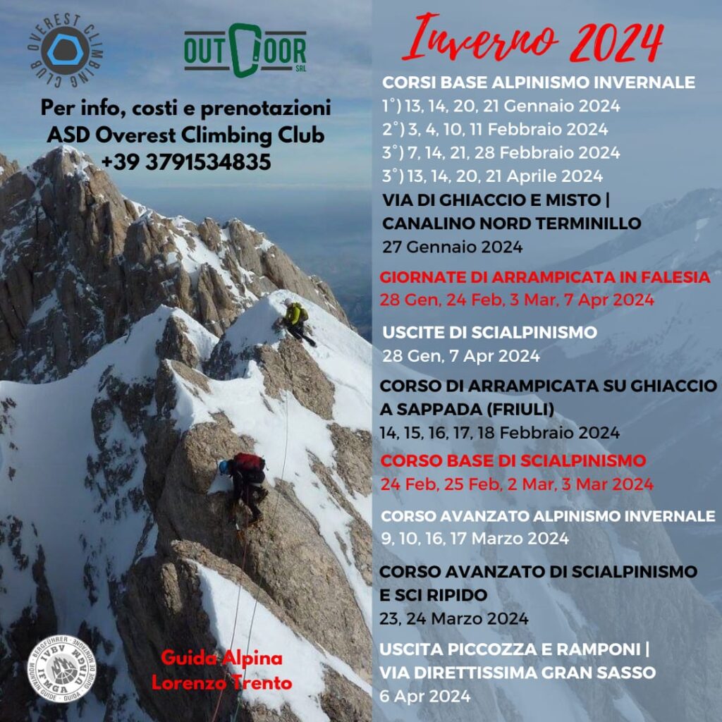 corsi uscite in falesia arrampicata multipitch alpinismo invernale scialpinismo